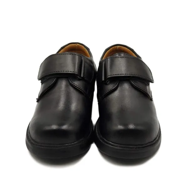 James Boys Black Leather School Shoes