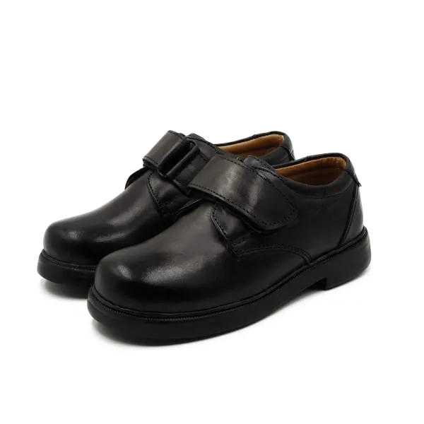 James Boys Black Leather School Shoes