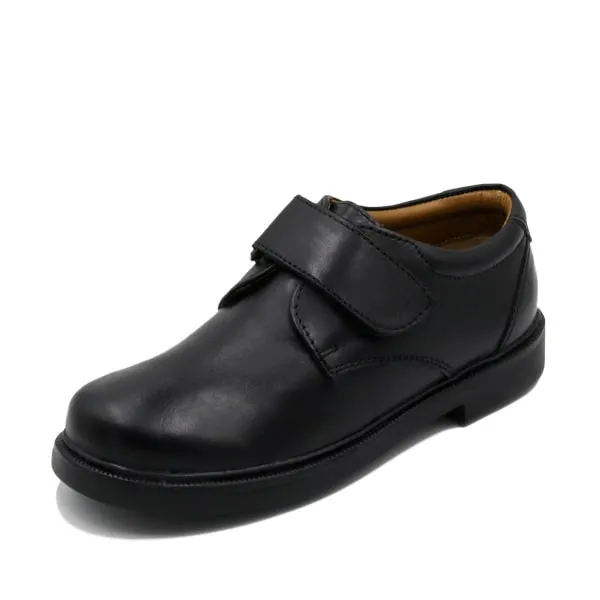 James Boys Black Leather School Shoes