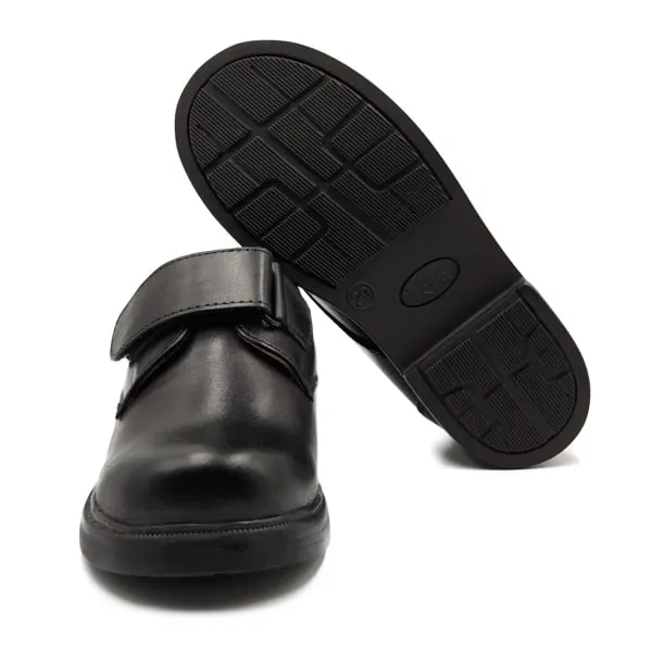 James Boys Black Leather School Shoes