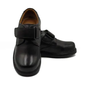 James Boys Black Leather School Shoes