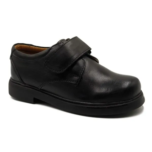 James Boys Black Leather School Shoes