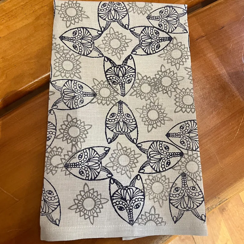 January  Fox in Snow Tea Towel