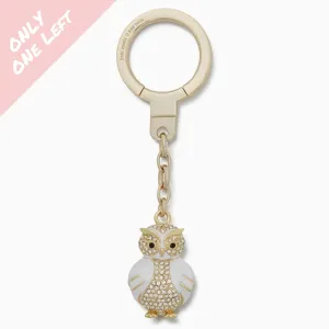 Jeweled Snow Owl Keychain