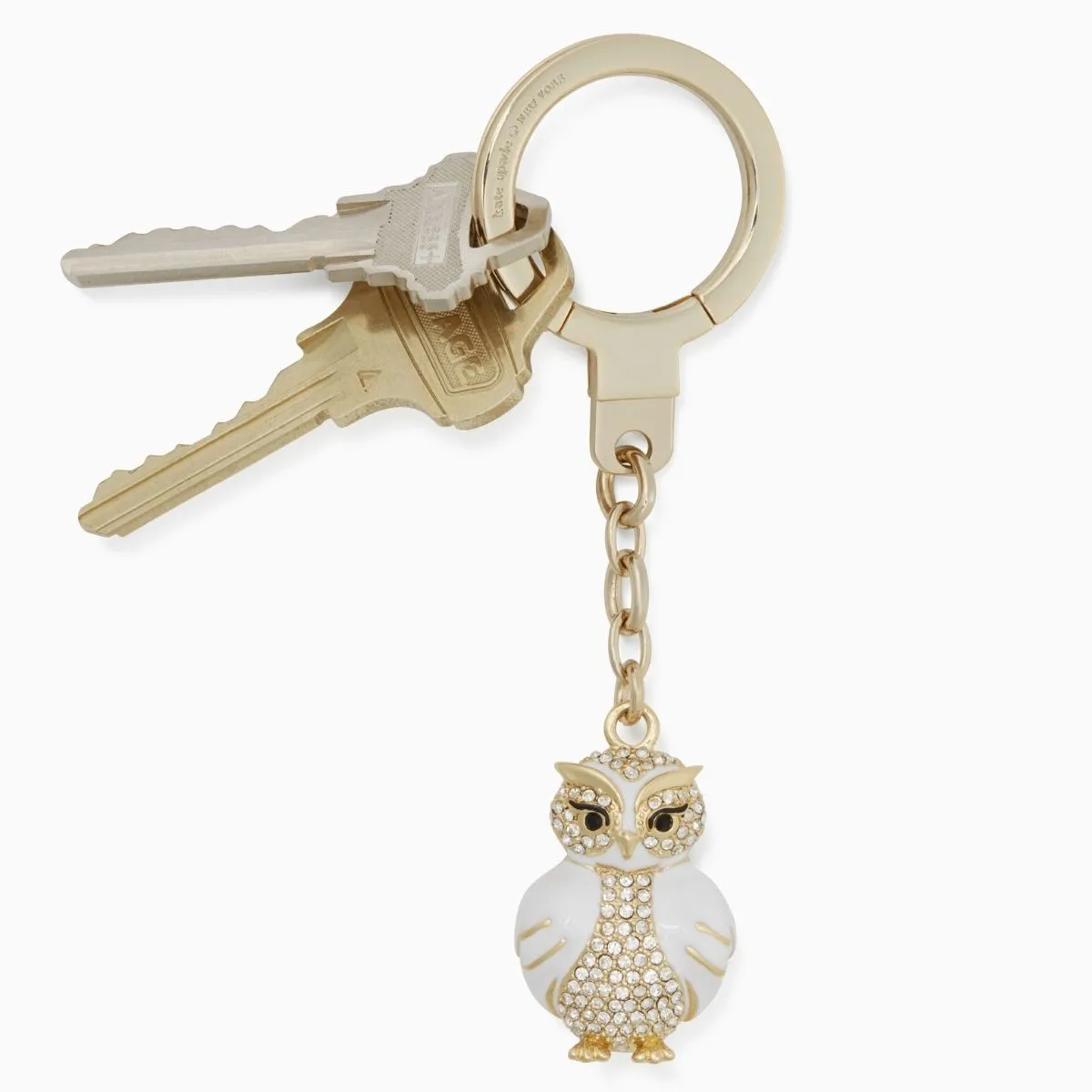 Jeweled Snow Owl Keychain