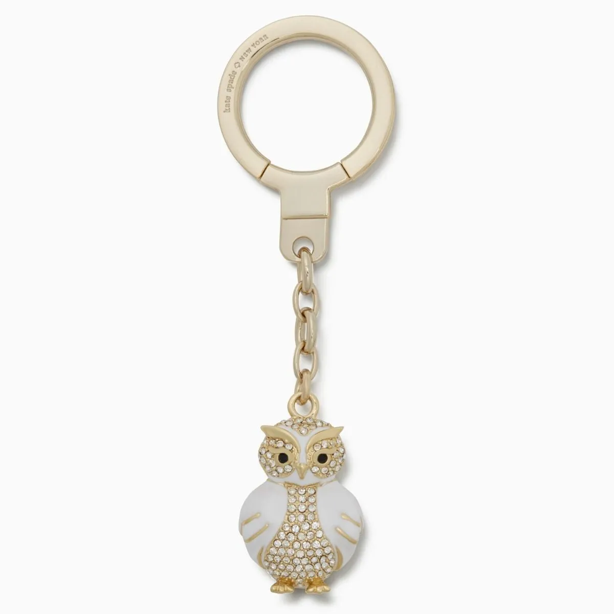 Jeweled Snow Owl Keychain