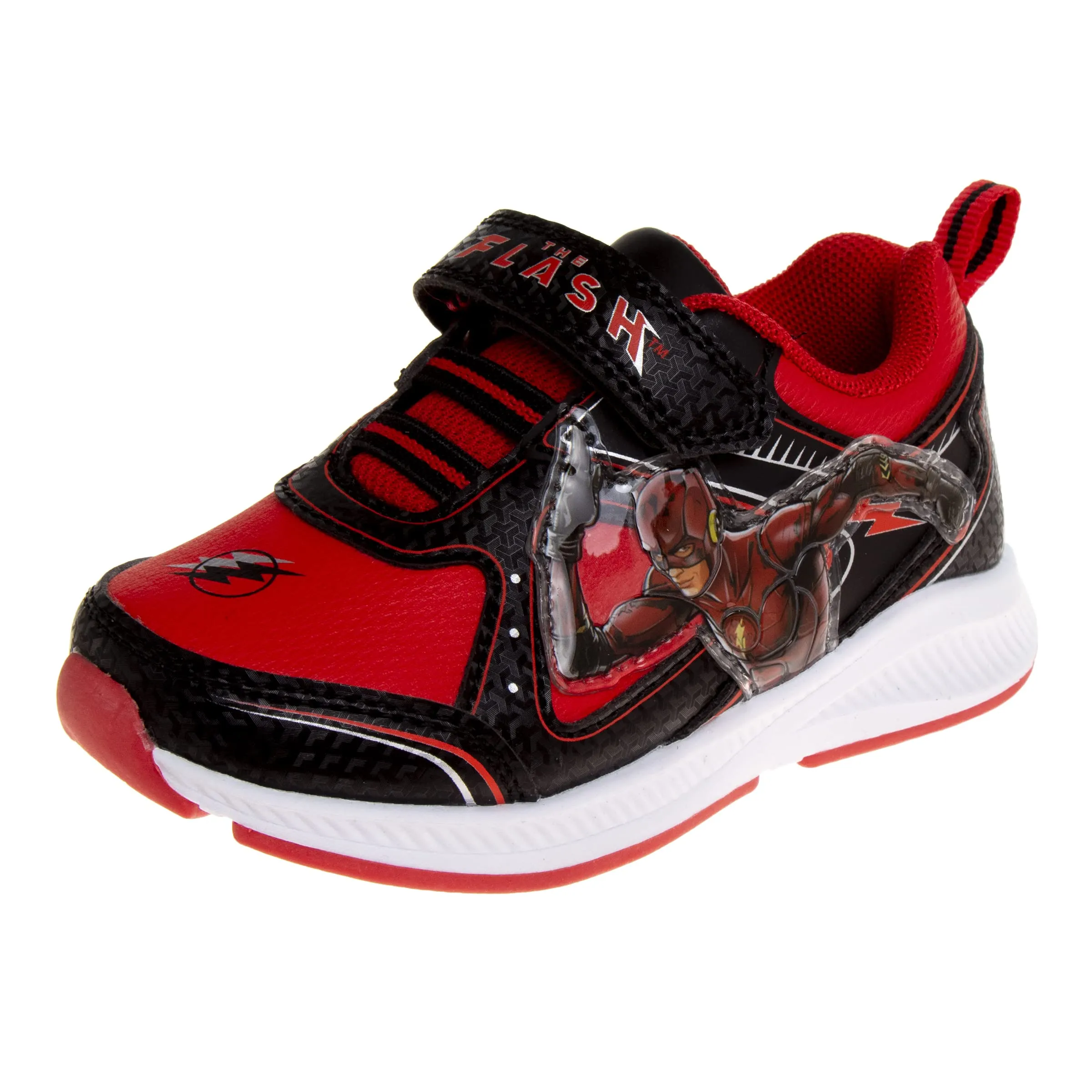 Josmo Boys Batman and The Flash Shoes - Toddler Kids Sneaker Character Superhero Comics Slip on Laceless Runner Lightweight Breathable Sneakers Light up Tennis (Size Toddler/Little Kid)