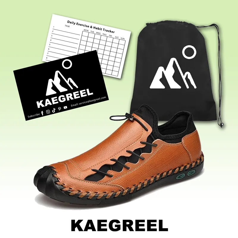 Kaegreel Men Hand Stitching Leather Non Slip Anti-collision Large Size Casual Shoes