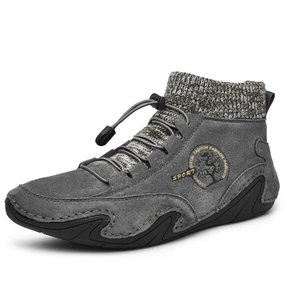 Kaegreel Men's Handmade Leather Comfy Soft Sock Ankle Boots