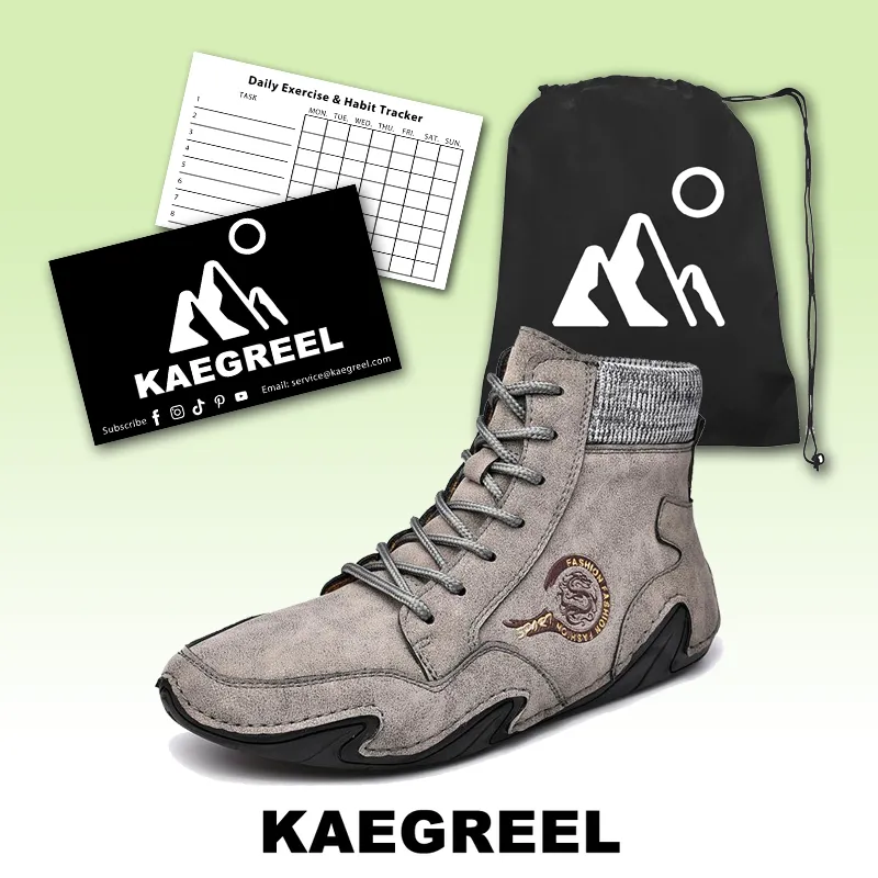Kaegreel Men's Microfiber Leather Hand Stitching Comfy Soft Sock Boots