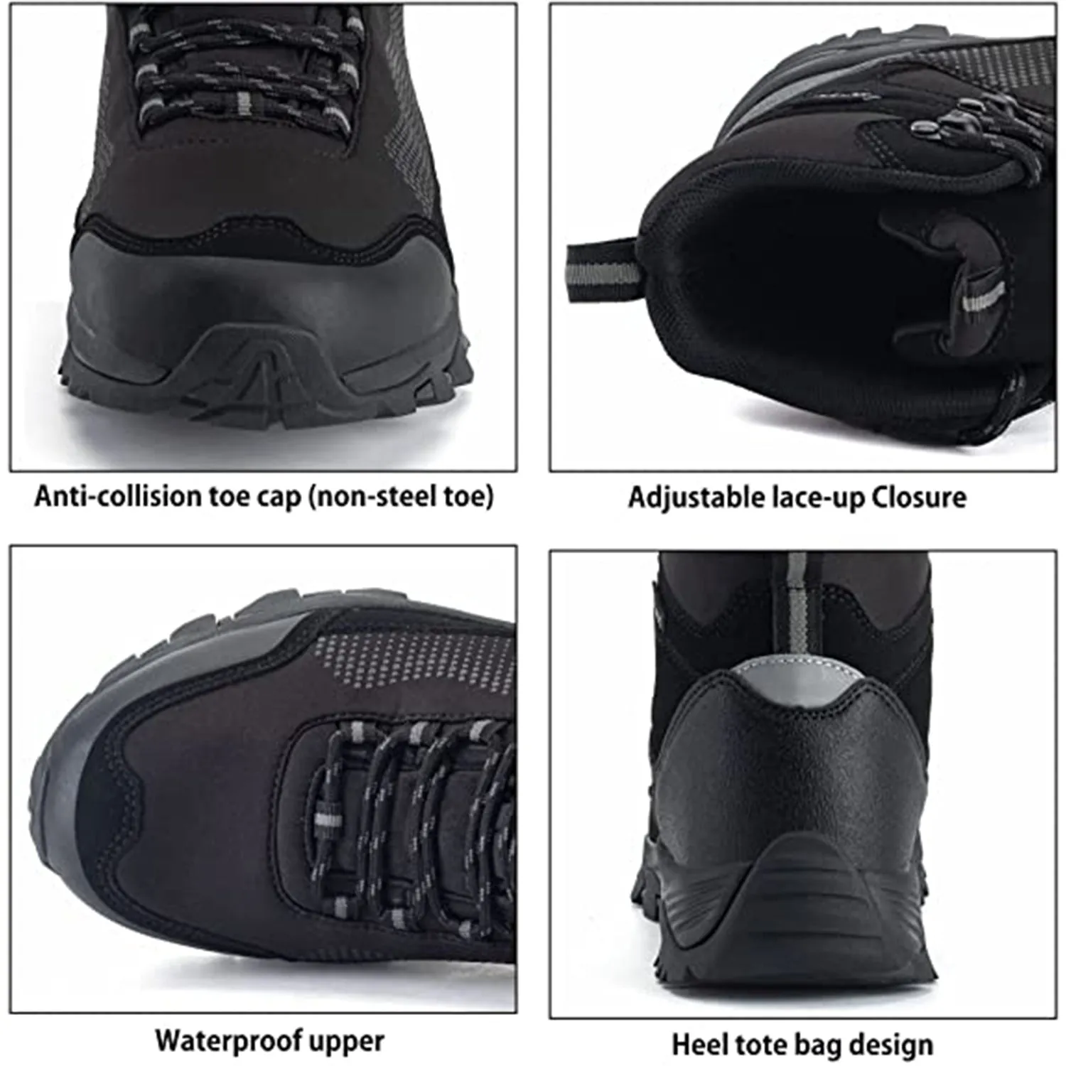 KAUACH Hiking Boots for Men Waterproof Lightweight Non-Slip Mid-Rise Outdoor Work Trekking Mountaineering Ankle Shoes