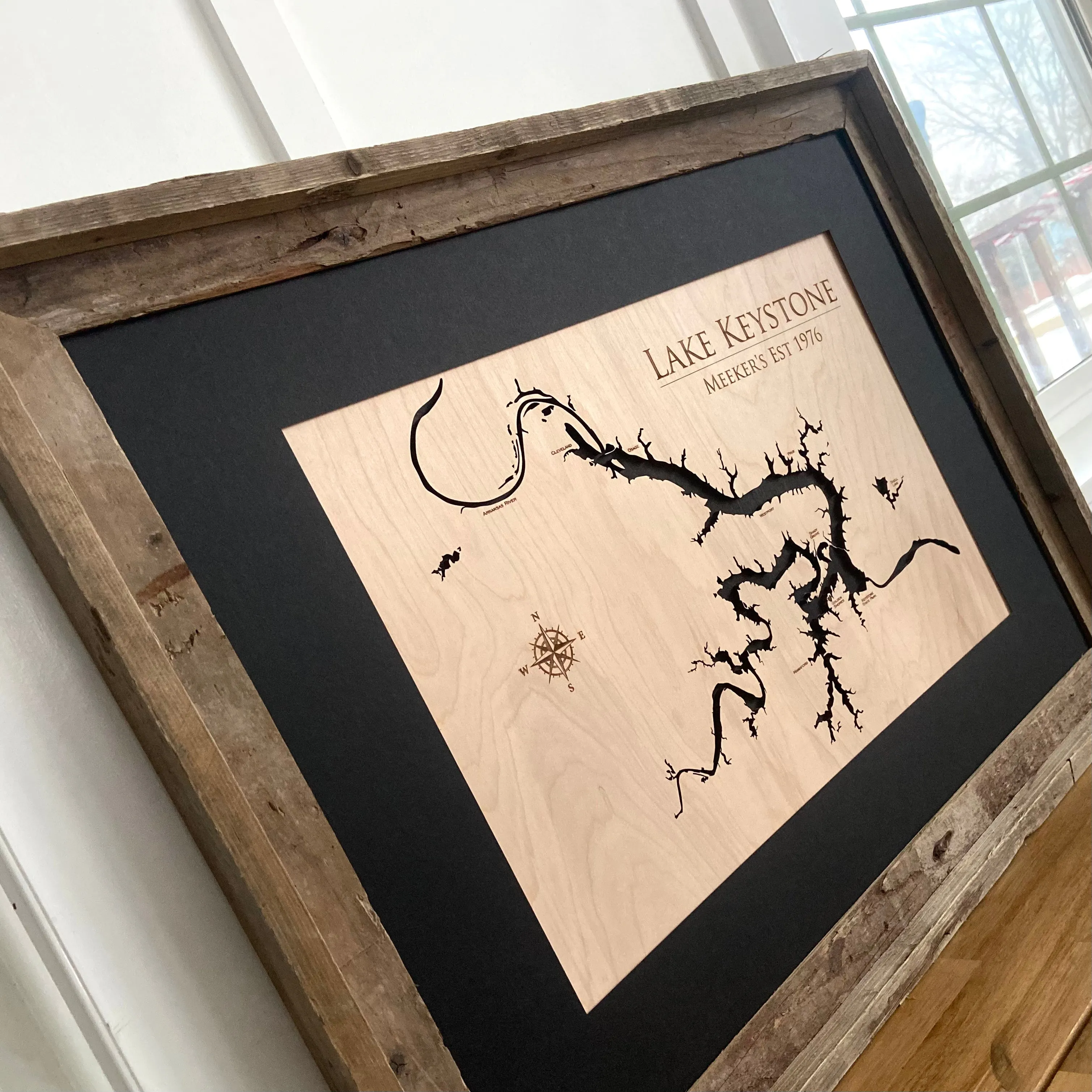 Keystone Lake Oklahoma Custom Engraved 3-D Wood Wall Hanging