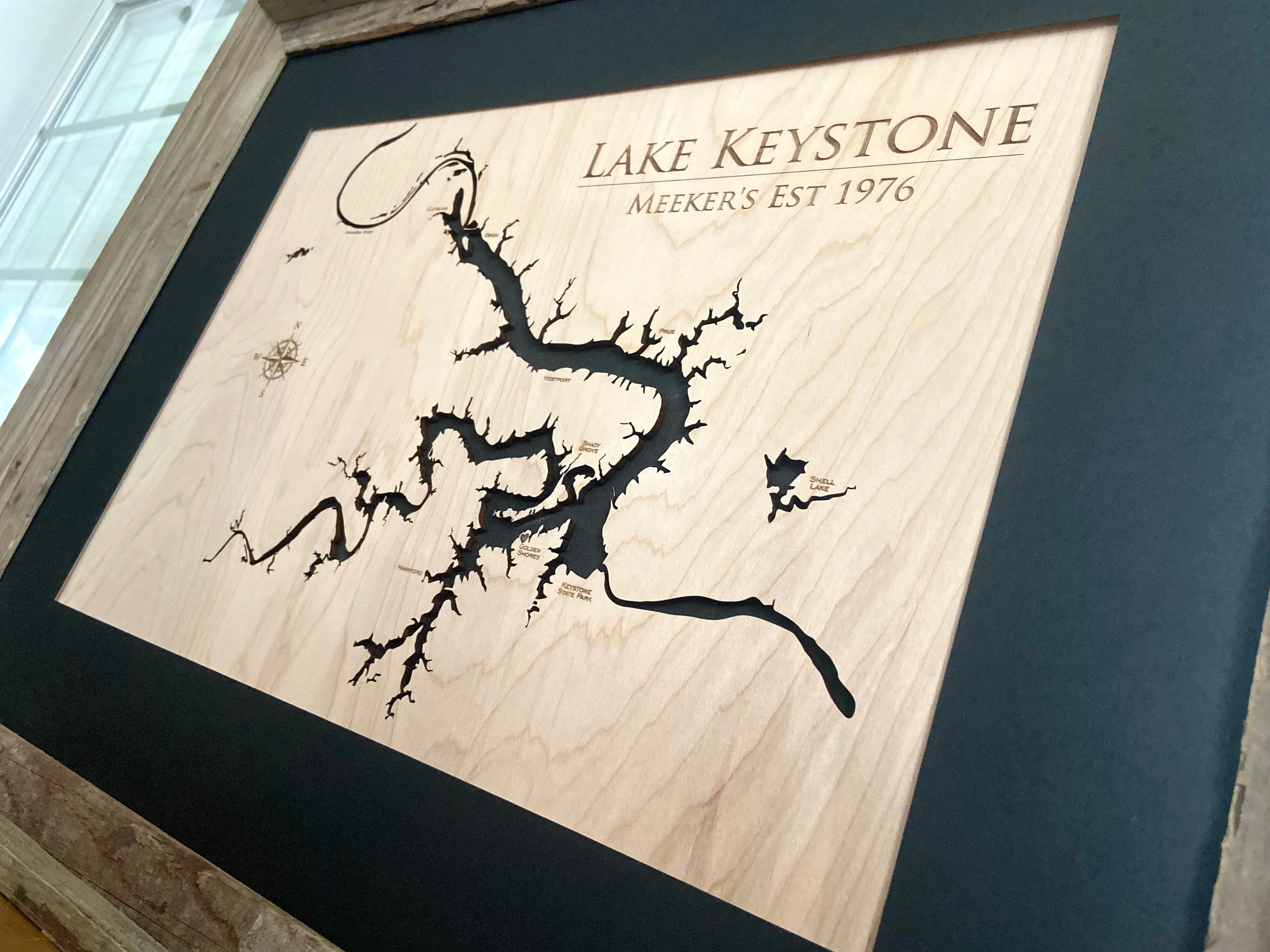 Keystone Lake Oklahoma Custom Engraved 3-D Wood Wall Hanging
