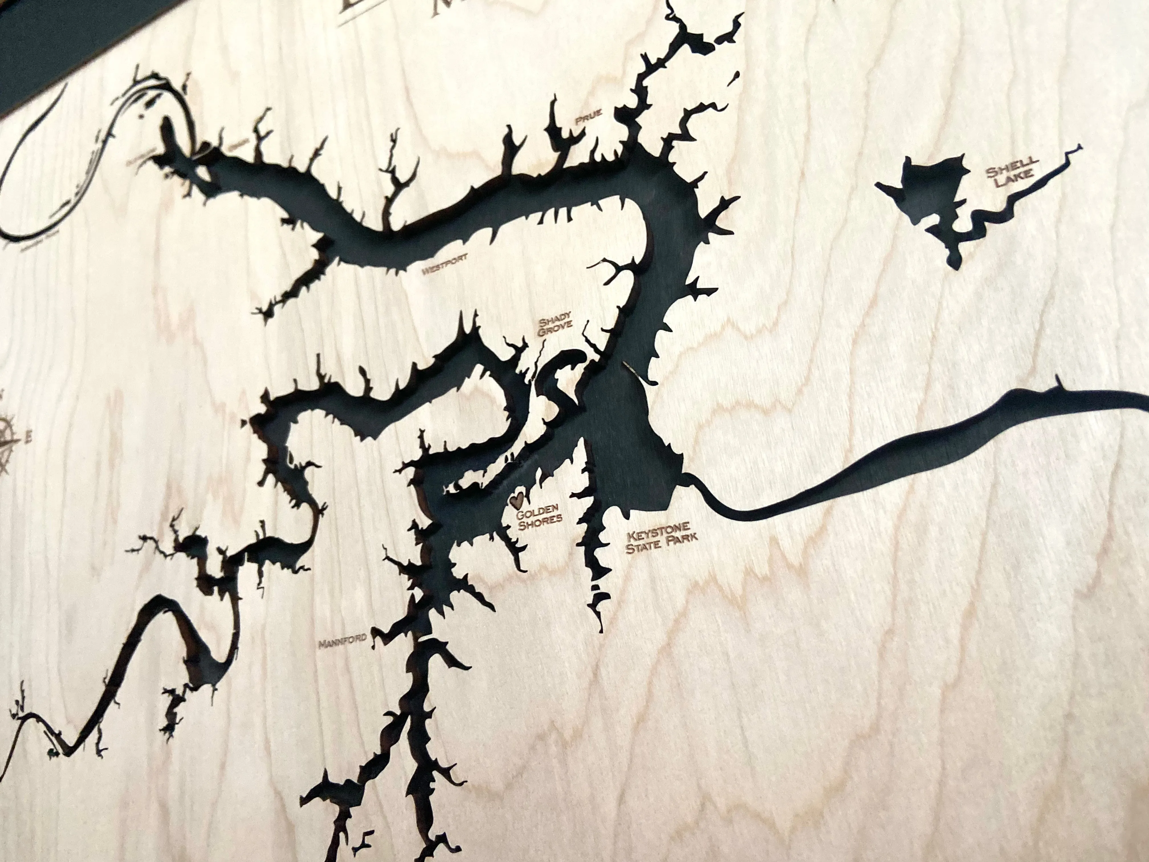 Keystone Lake Oklahoma Custom Engraved 3-D Wood Wall Hanging