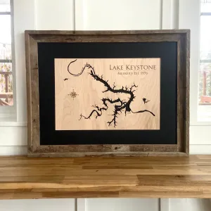 Keystone Lake Oklahoma Custom Engraved 3-D Wood Wall Hanging
