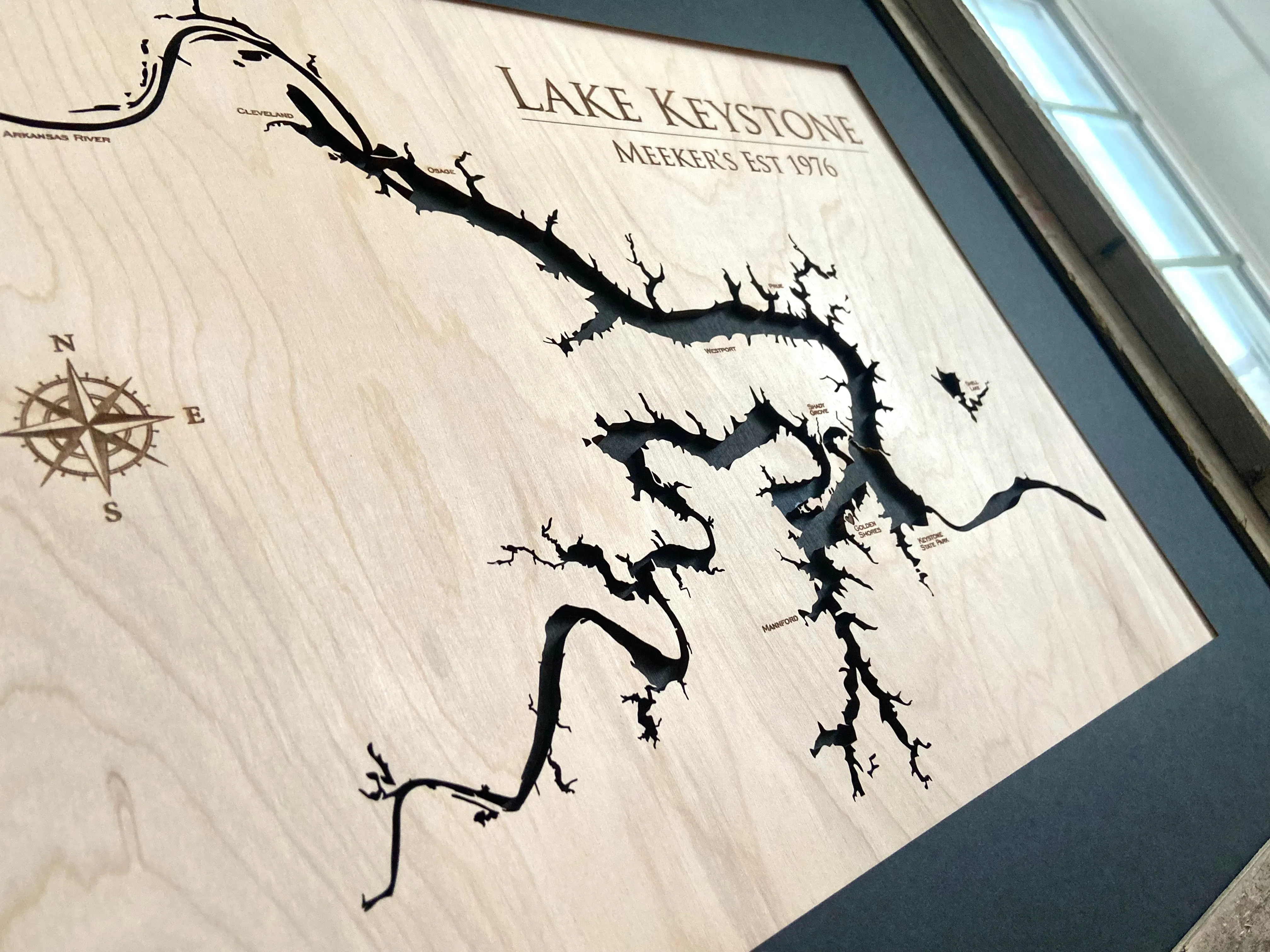 Keystone Lake Oklahoma Custom Engraved 3-D Wood Wall Hanging