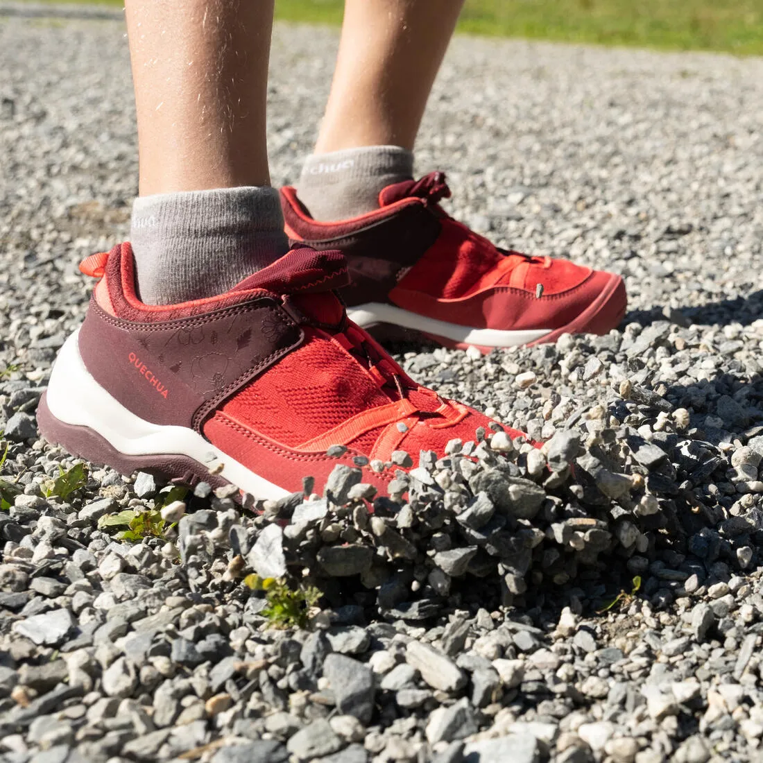 Kids’ Hiking Shoes with Quick Lacing - Sizes 2 to 5 - Burgundy