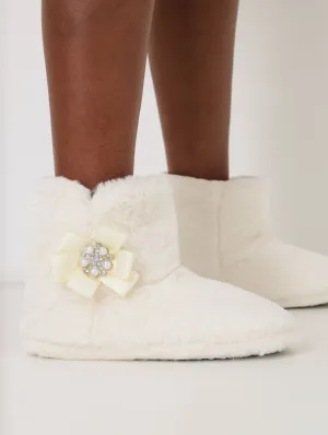 Ladies Bootie Slipper - White