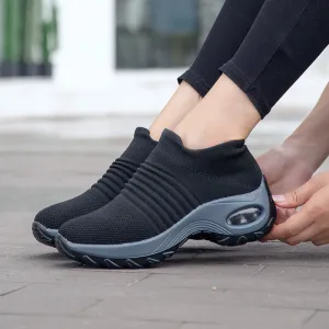 Ladies Fashion Sock Sneakers Breathable Slip on Running Shoes