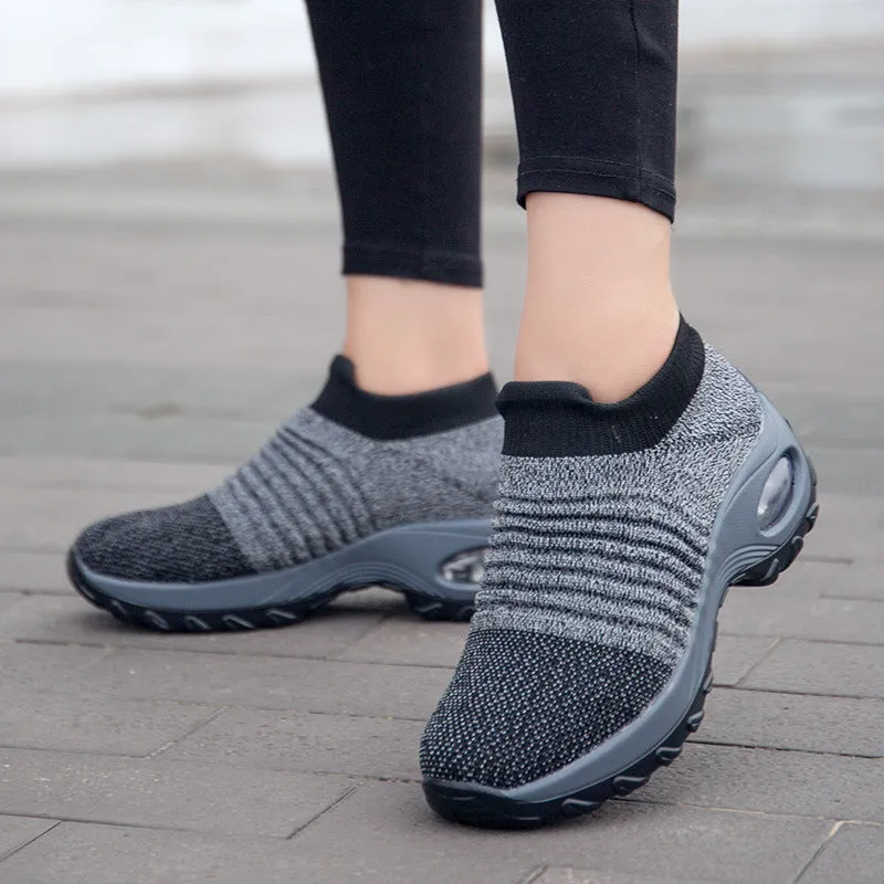 Ladies Fashion Sock Sneakers Breathable Slip on Running Shoes