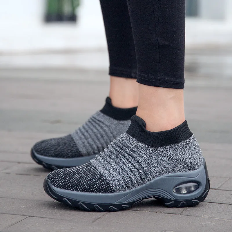 Ladies Fashion Sock Sneakers Breathable Slip on Running Shoes