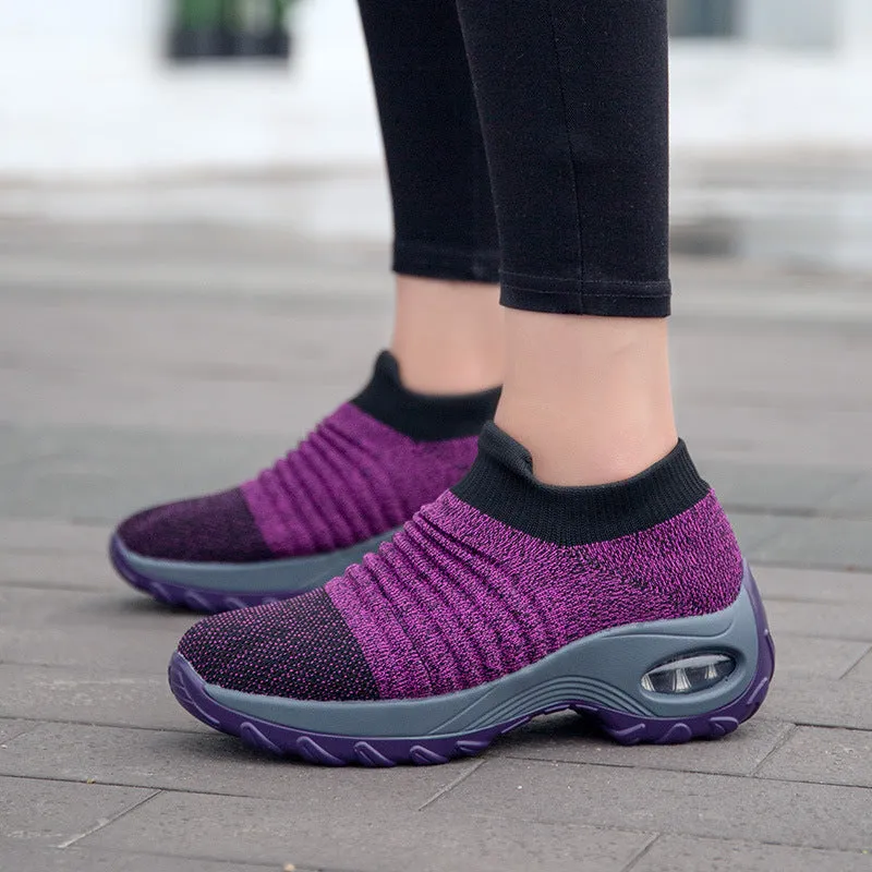 Ladies Fashion Sock Sneakers Breathable Slip on Running Shoes