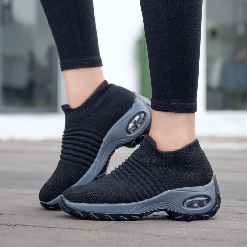 Ladies Fashion Sock Sneakers Breathable Slip on Running Shoes