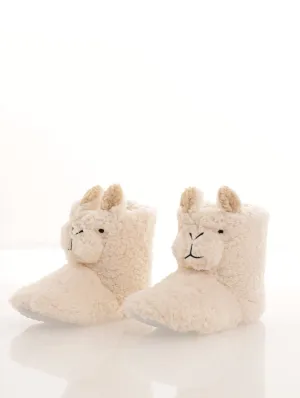 Ladies Llama Bootie Slipper - Beige