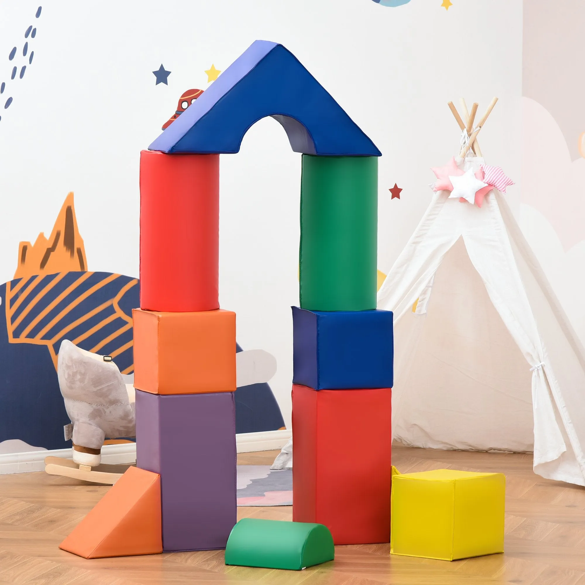 Large Indoor Soft Play Equipment | Montessori 11 Piece Foam Play Set | Primary Colours | 1-3 years