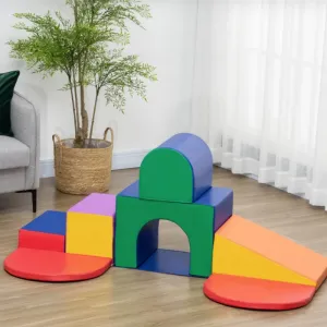 Large Indoor Soft Play Equipment | Montessori 7 Piece Foam Play Set with Steps & Tunnel | Primary Colours | 18 months 