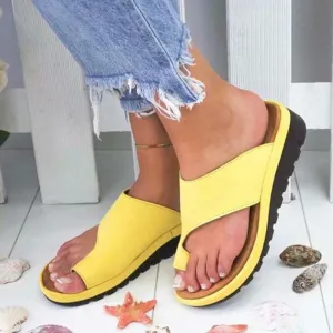 Large Size Women's Shoes Wearing Leather Slippers, Toe Sandals and Slippers