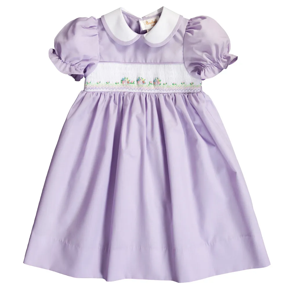 Lavender Bullion Smocked Baby Dress