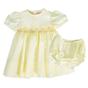Leah Light Yellow English Smocked Baby Dress