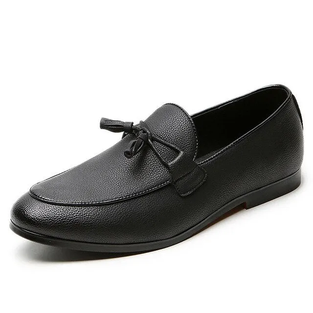 Leather shoes for men Formal Dress Men Loafers Wedding Sturdy Sole Mens social shoe with Heels Hasp decoration