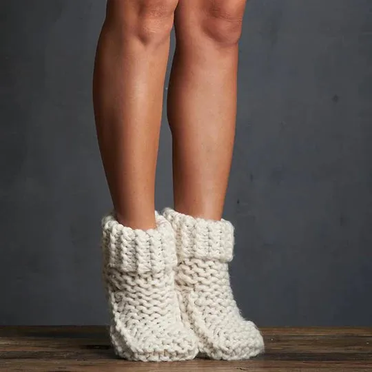 Lemon Cabin Cuffed Cute Bootie - Ivory