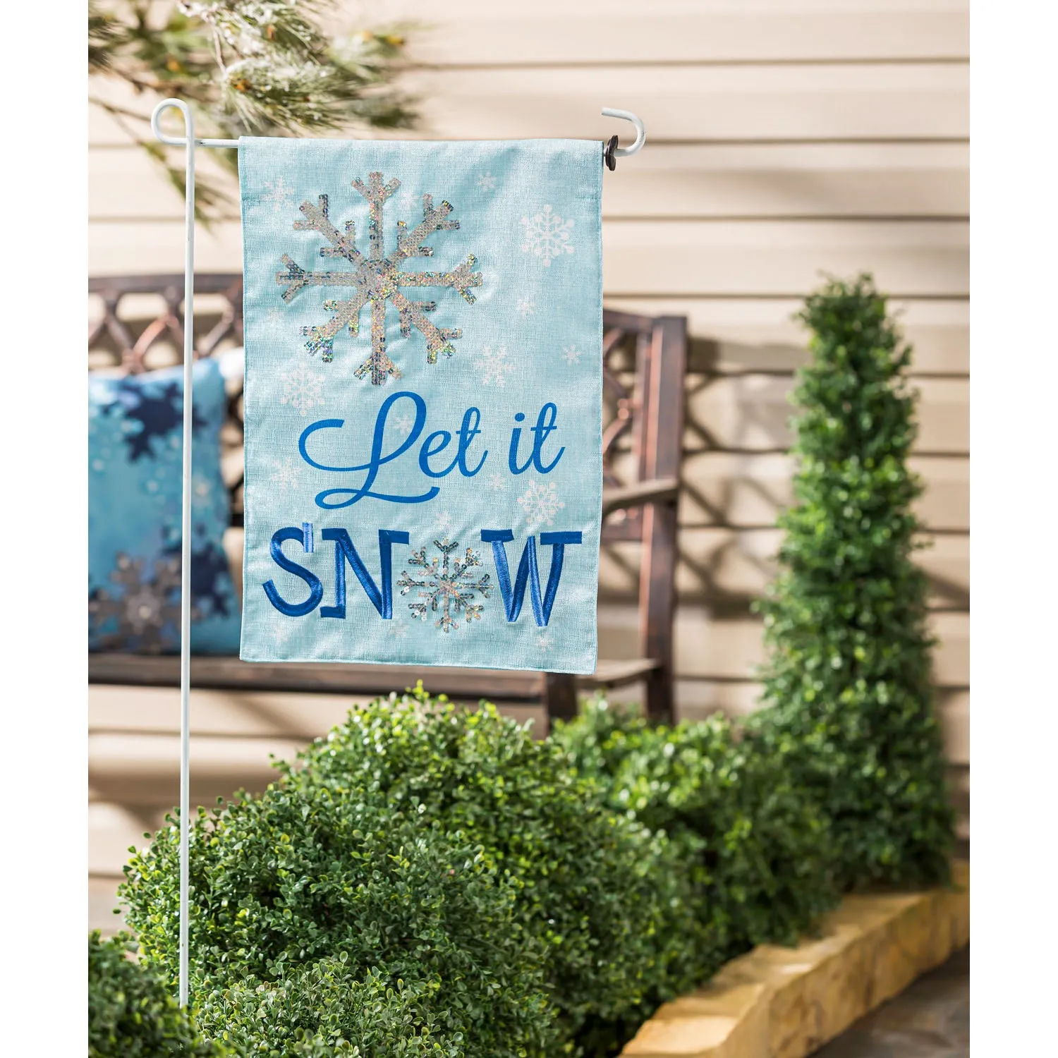 Let It Snow Garden Shimmer Linen Flag,14ml9393bl