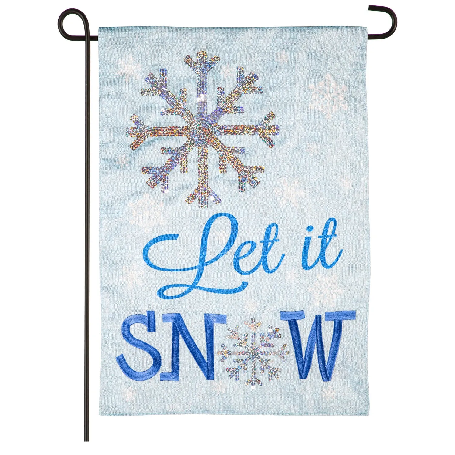 Let It Snow Garden Shimmer Linen Flag,14ml9393bl