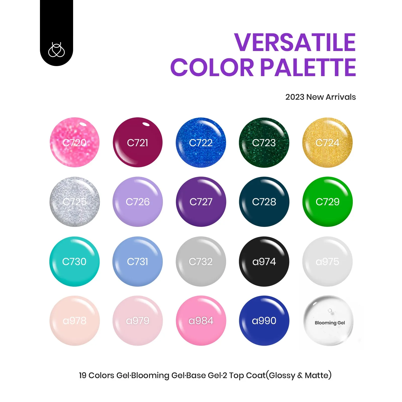 Light-years Away - 20 Gel Colors Set with Blooming Gel Top and Base Coat (5ml/Each)