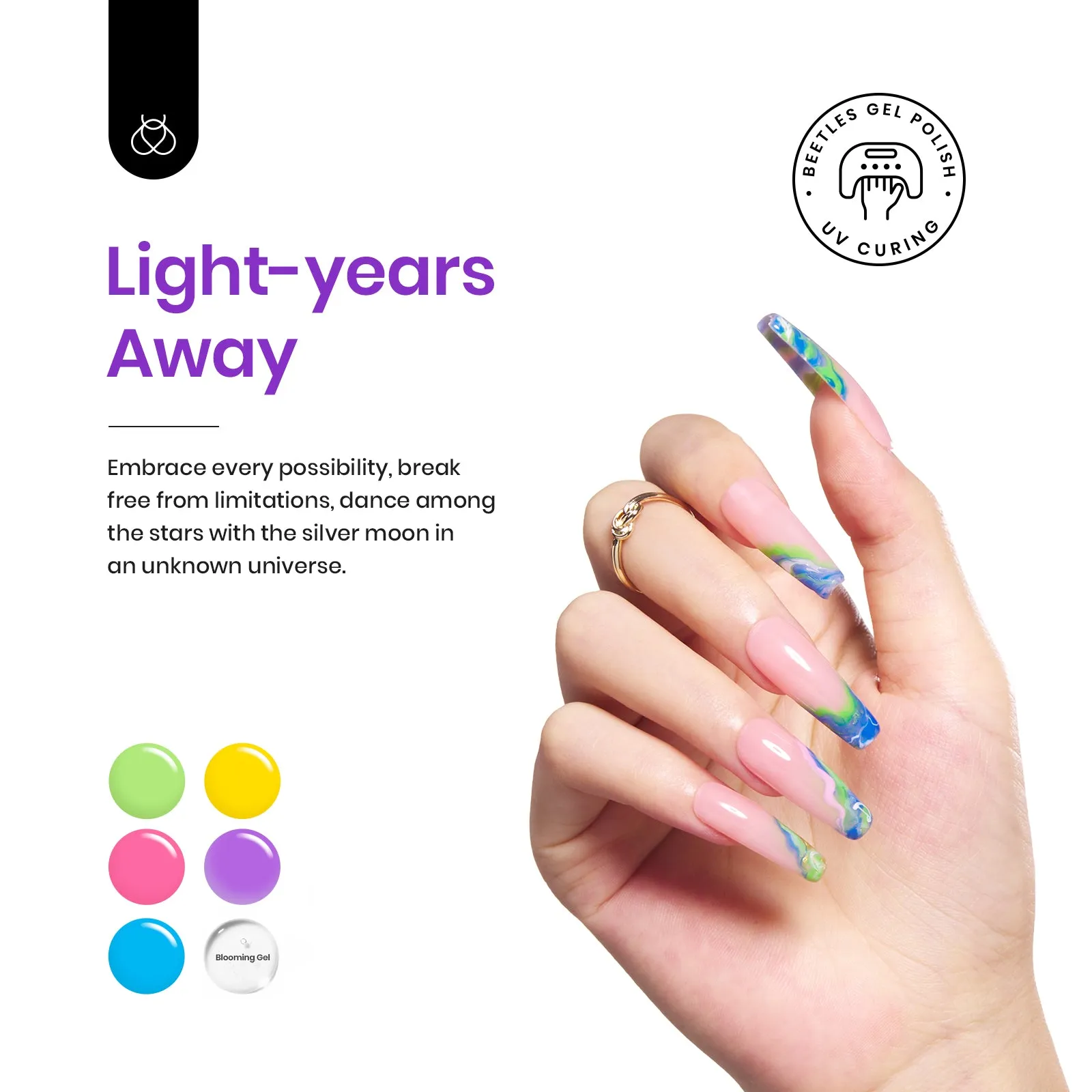 Light-years Away - 20 Gel Colors Set with Blooming Gel Top and Base Coat (5ml/Each)