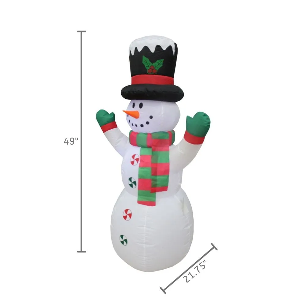 Lighted Snow Man Yard Inflatable, 49"