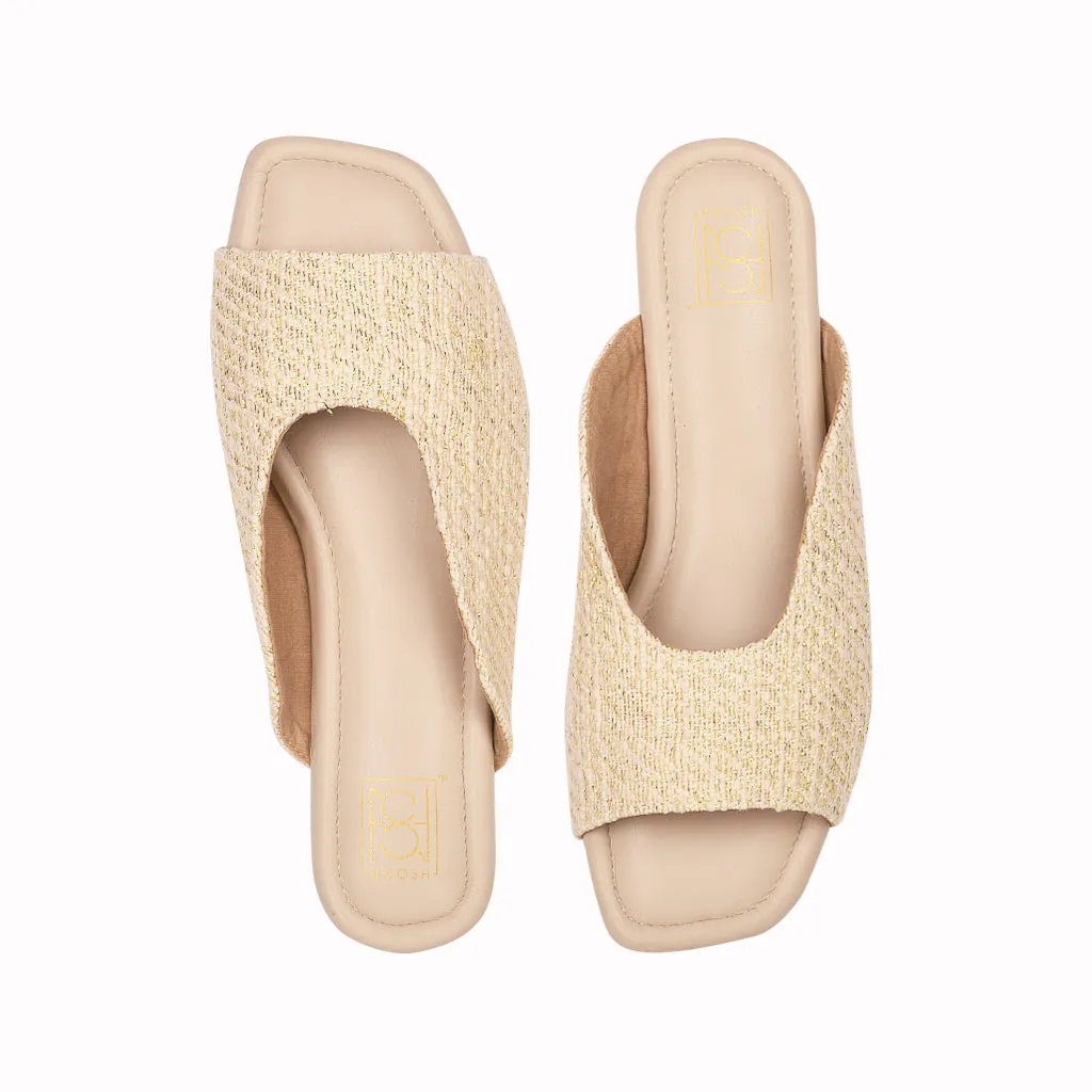 Loom - Golden Weave Peep Toe Slippers