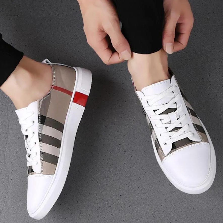 Low top leather sneakers for men