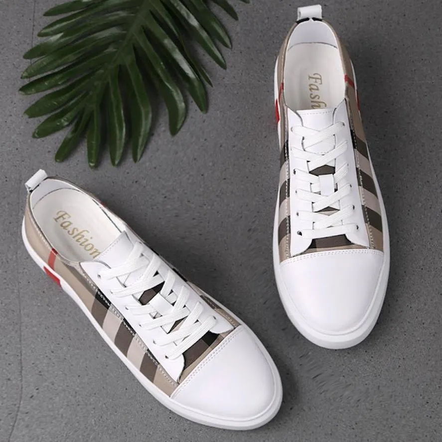 Low top leather sneakers for men