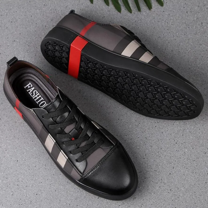 Low top leather sneakers for men