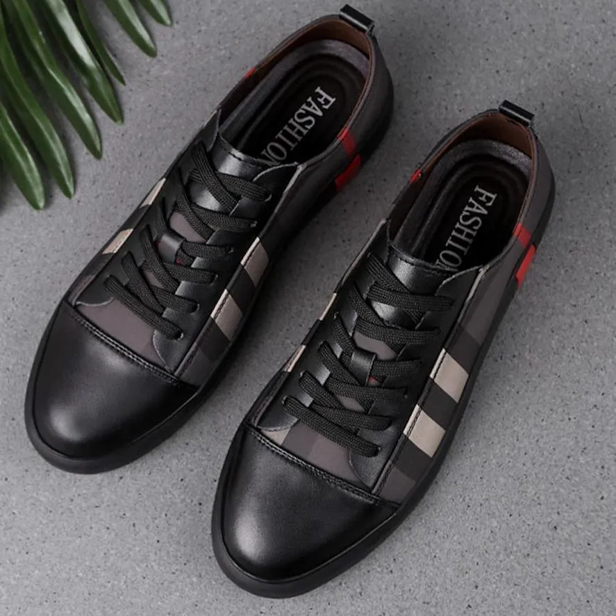 Low top leather sneakers for men
