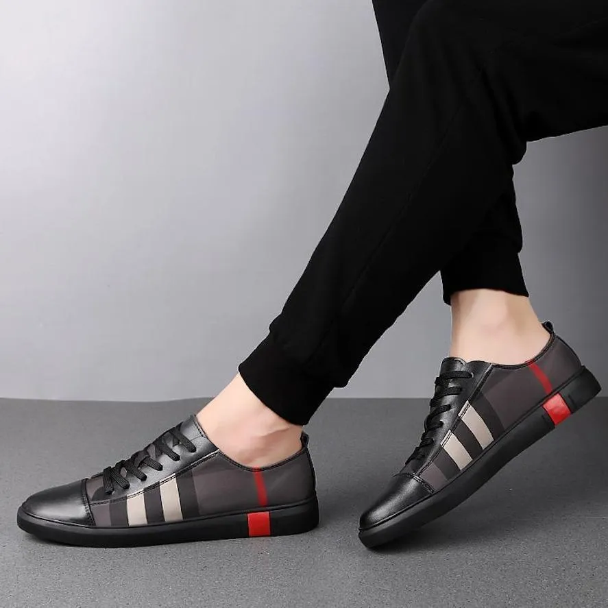 Low top leather sneakers for men