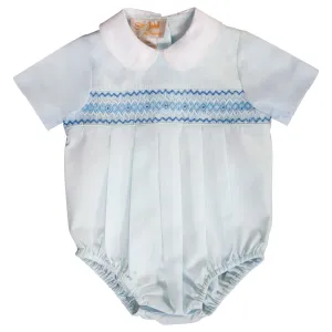 Lt. Blue English Smocked Boy Bubble