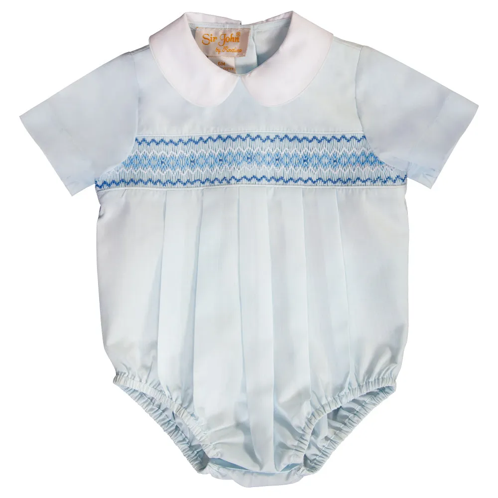 Lt. Blue English Smocked Boy Bubble