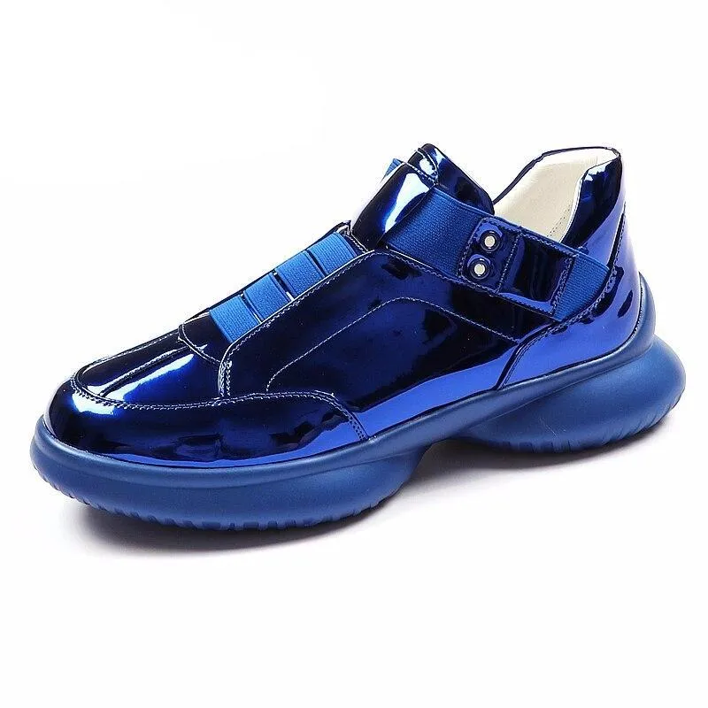 Luxury Brand Men Fashion Casual Boots Spring Autumn Men Sneakers High Top Blue Men Slip on Men Shoes