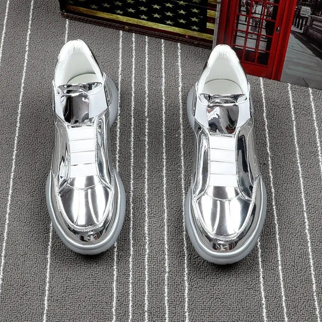 Luxury Brand Men Fashion Casual Boots Spring Autumn Men Sneakers High Top Blue Men Slip on Men Shoes